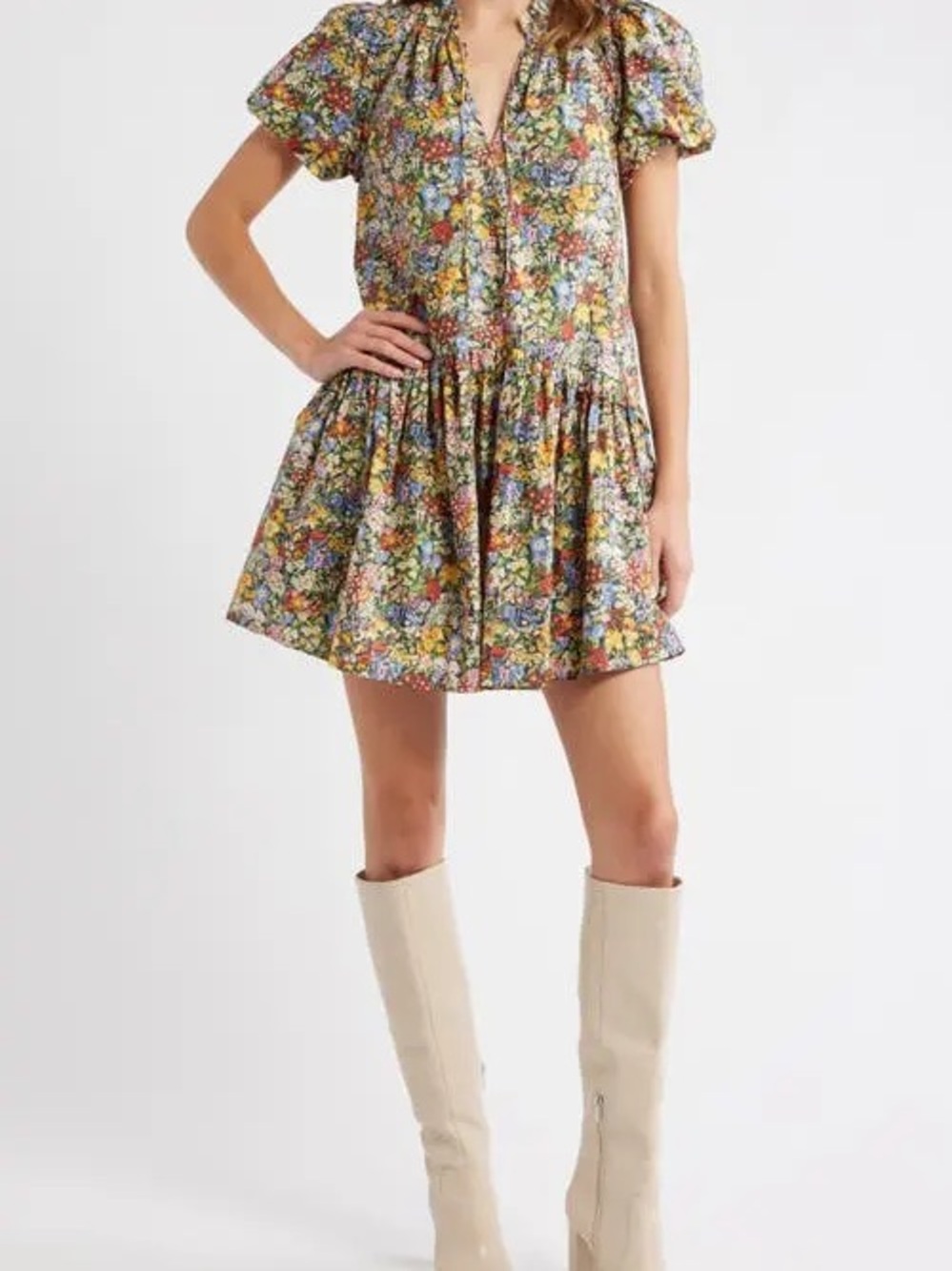 LOVE THE LABEL Edith Flirty Cottage Floral Short Sleeve Dress